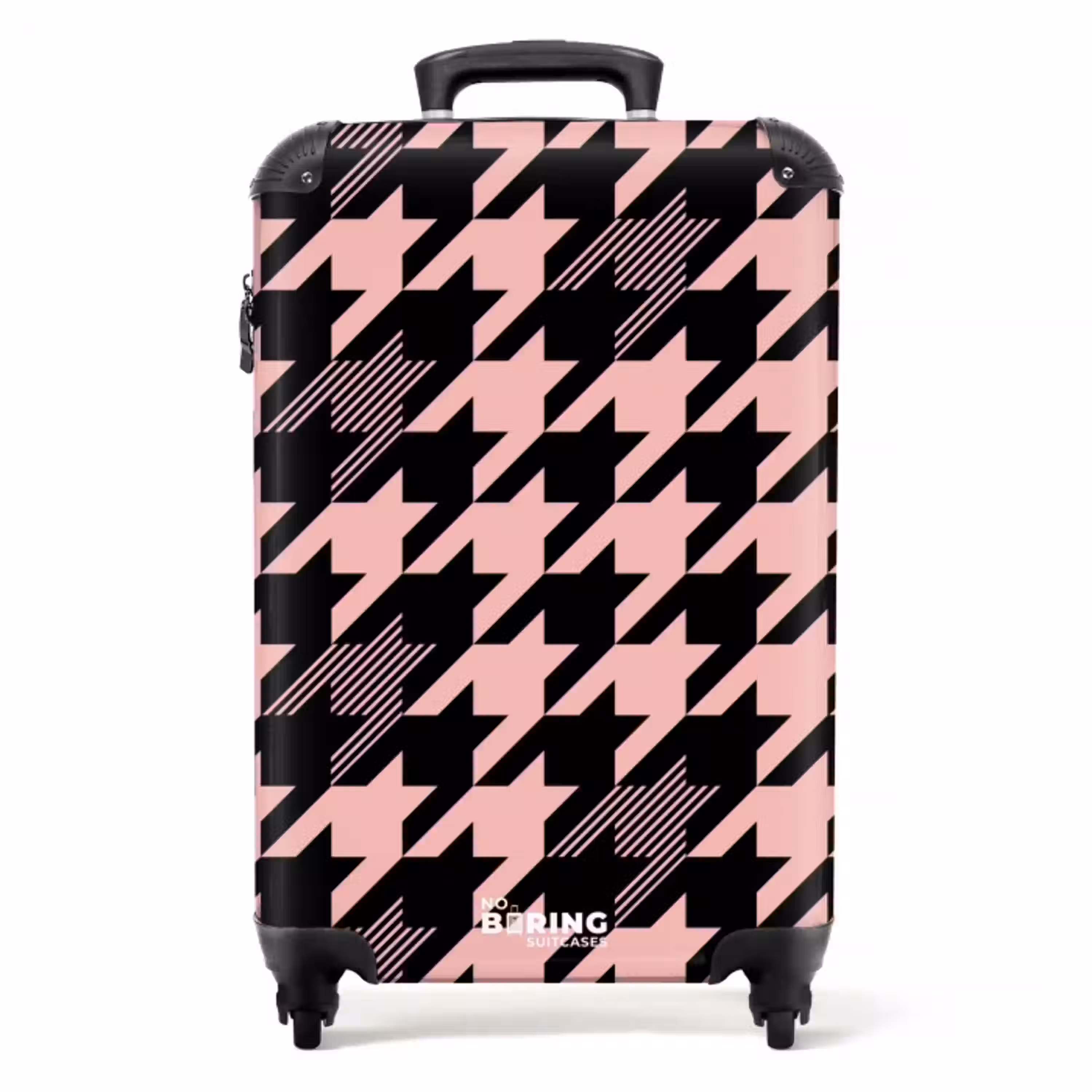 Groot pied-de-poule patroon in roze en zwart NBS - Handbagage koffer - Kinderen Unisex middel -productfoto_recht