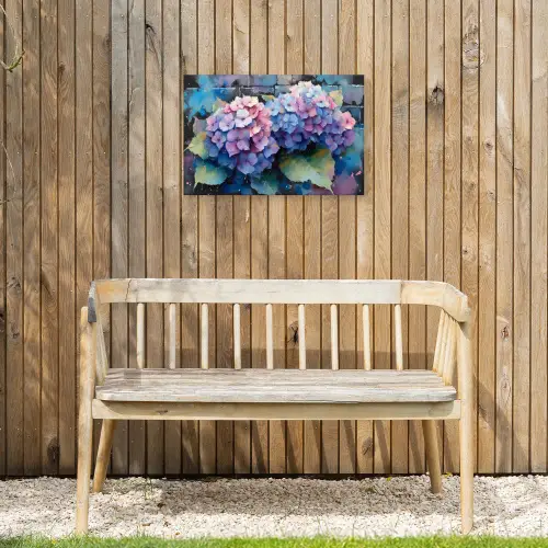 Hortensia's in Pastelkleuren Tuinposter op houten frame 2 cm dik klein -sfeer4