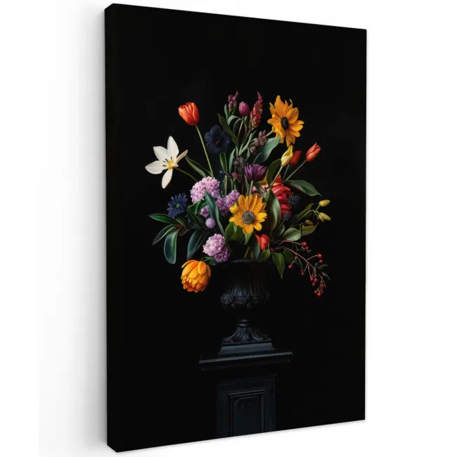 Zonnebloemen - Boeket - Kleurrijk Tuinposter op houten frame 2 cm dik klein -3d