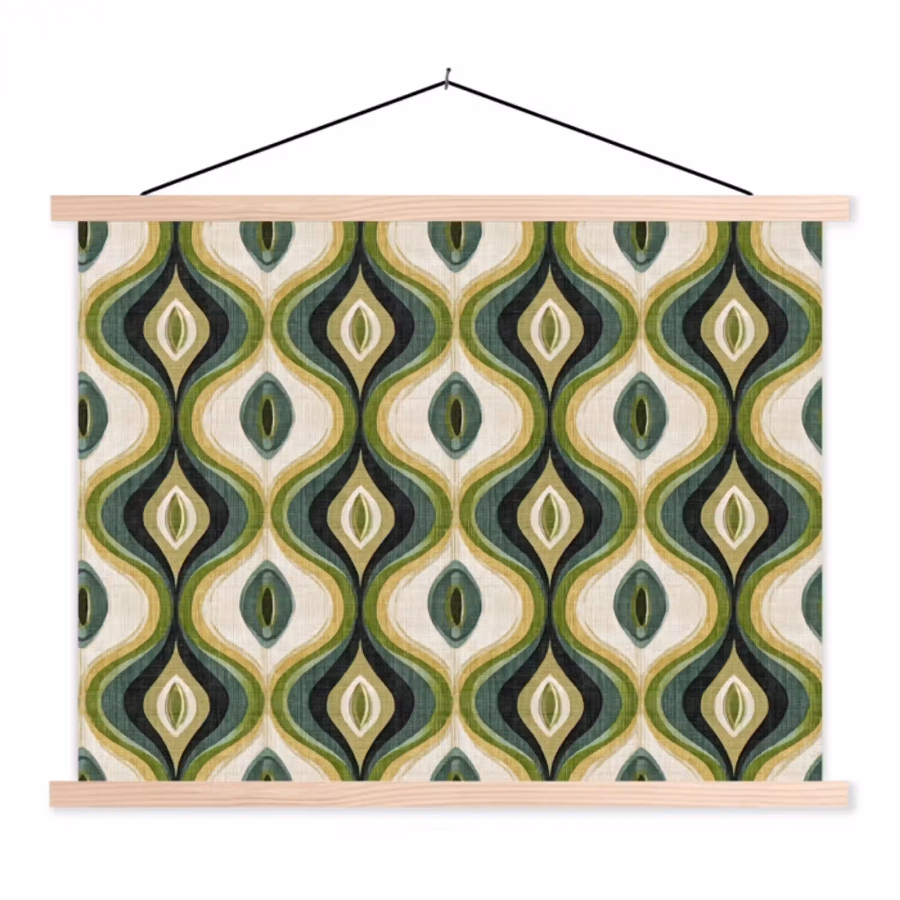 Abstract - Ritmisch - Groen textielposter latten blank klein 122 -3d