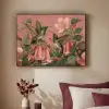Kolibries - Bloemen - Groen - Roze Textielframe zwart klein -sfeer1