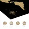 Wereldkaart - Beige - Zwart poster papier klein -closeup_NL
