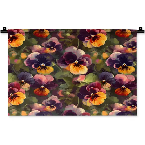 Warm - Patroon - Penseel - Viooltjes Wandkleed katoen klein 269 -zz3d