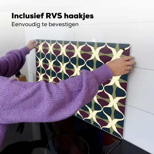 Abstract - Retro - Kleurrijk Inductie beschemer met haakjes klein 777 -ky-ophangen-nl