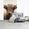 Schotse hooglander - Hoorns - Landschap fotobehang vinyl groot -slaapkamer