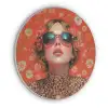 Vrouw - Kleurrijk - Dierenprint - Bloemen Akoestische PET Vilt - Rond klein -3d