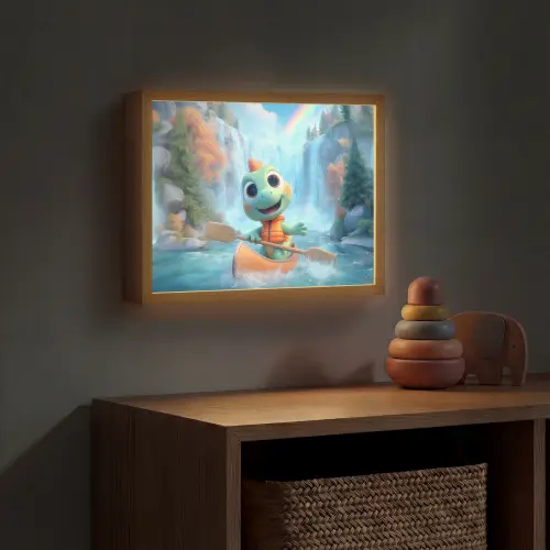 Dino - Natuur - Waterval Light Box met batterij (Wandlamp kind) middel -sfeer5_kind