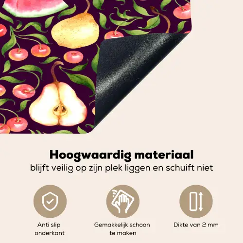 Donker - Bladeren - Fruit - Patroon Inductie beschemer met haakjes klein 777 -ky-onderkant-nl