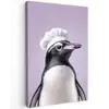 Pinguïn - Koksmuts - Lief - Paars Tuinposter op houten frame 2 cm dik klein -3d