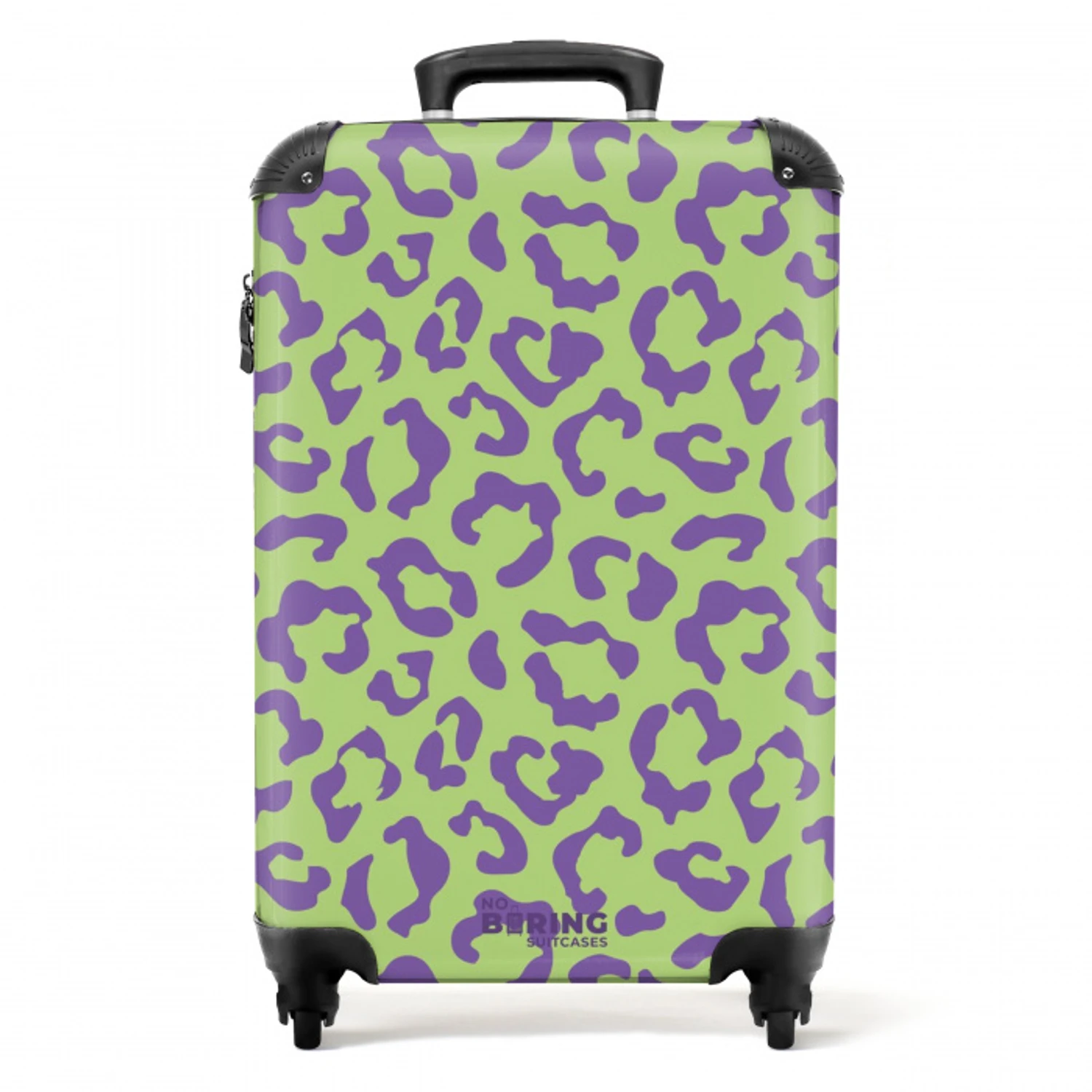 Dierenprints - Panterprint koffer in paars en groen NBS - Handbagage koffer - Unisex middel -productfoto_recht