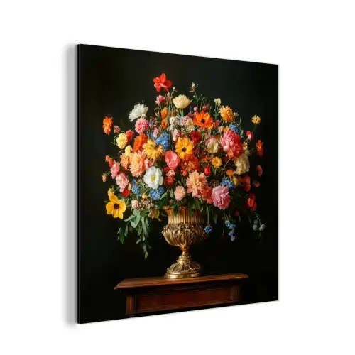 Goud - Bloemen - Kleuren - Vaas aluminium wit klein -3d