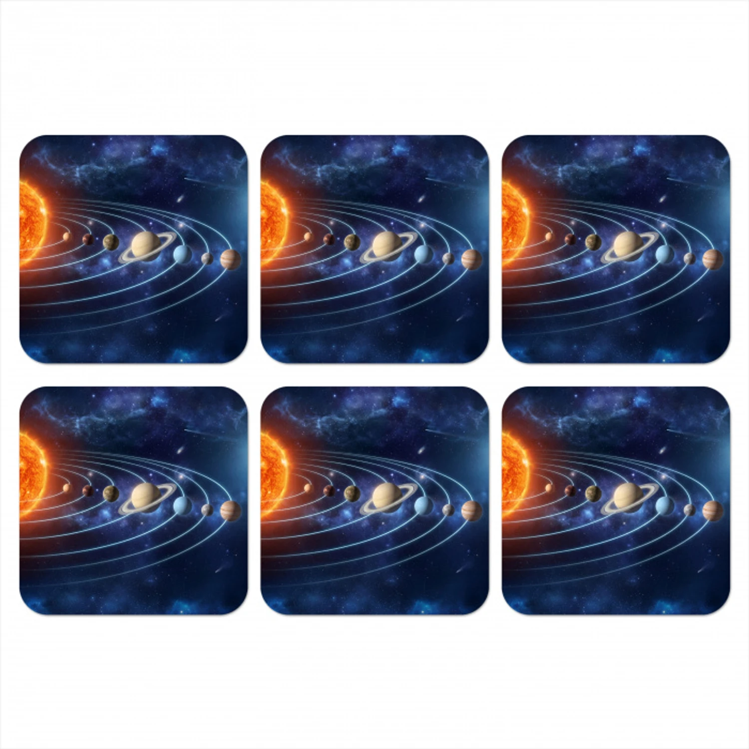 Ruimte - Zonnestelsel - Blauw onderzetter kurk middel -3d