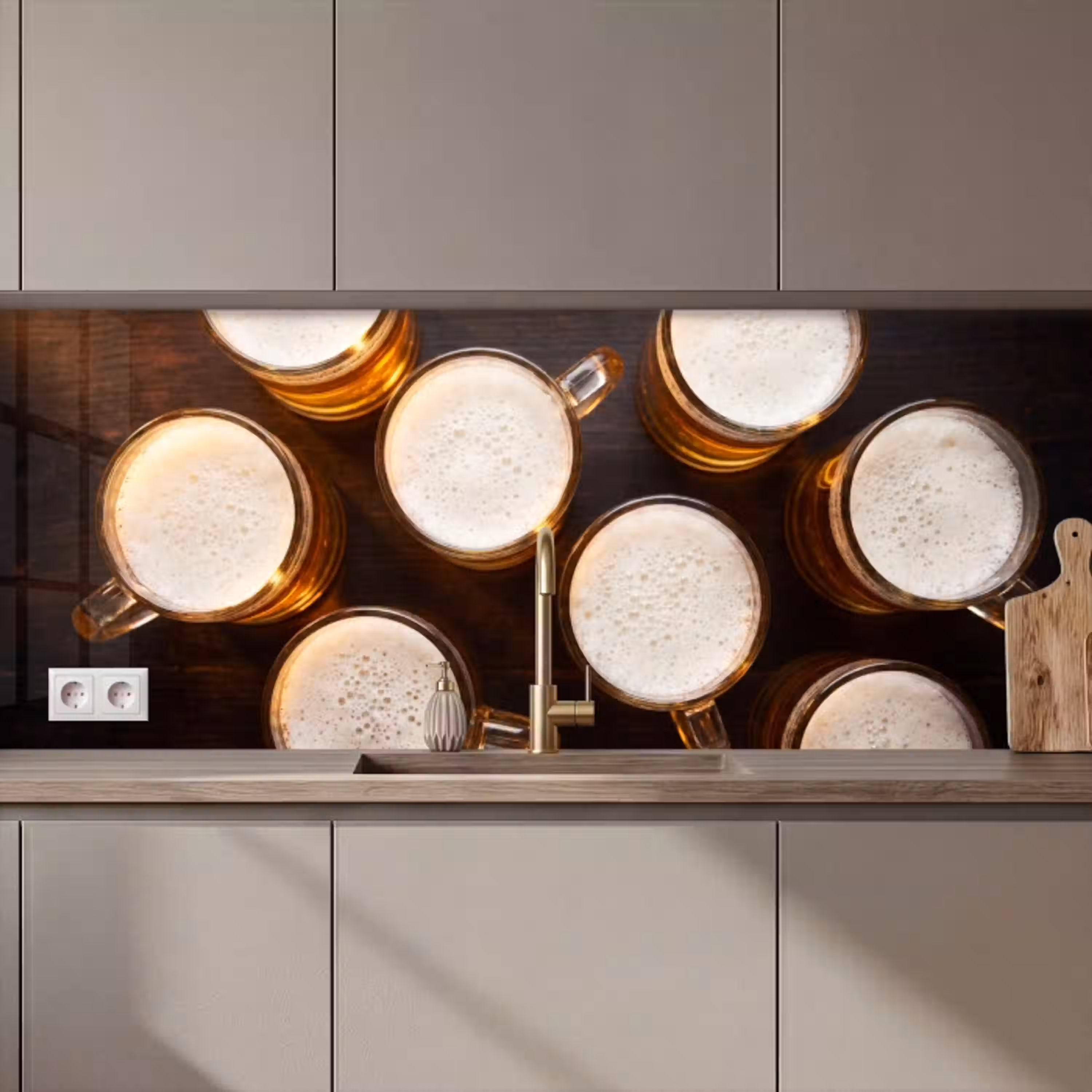 Bier - Glazen - Schuim - Hout - Drank keuken achterwand 2 middel zz_3dshopping