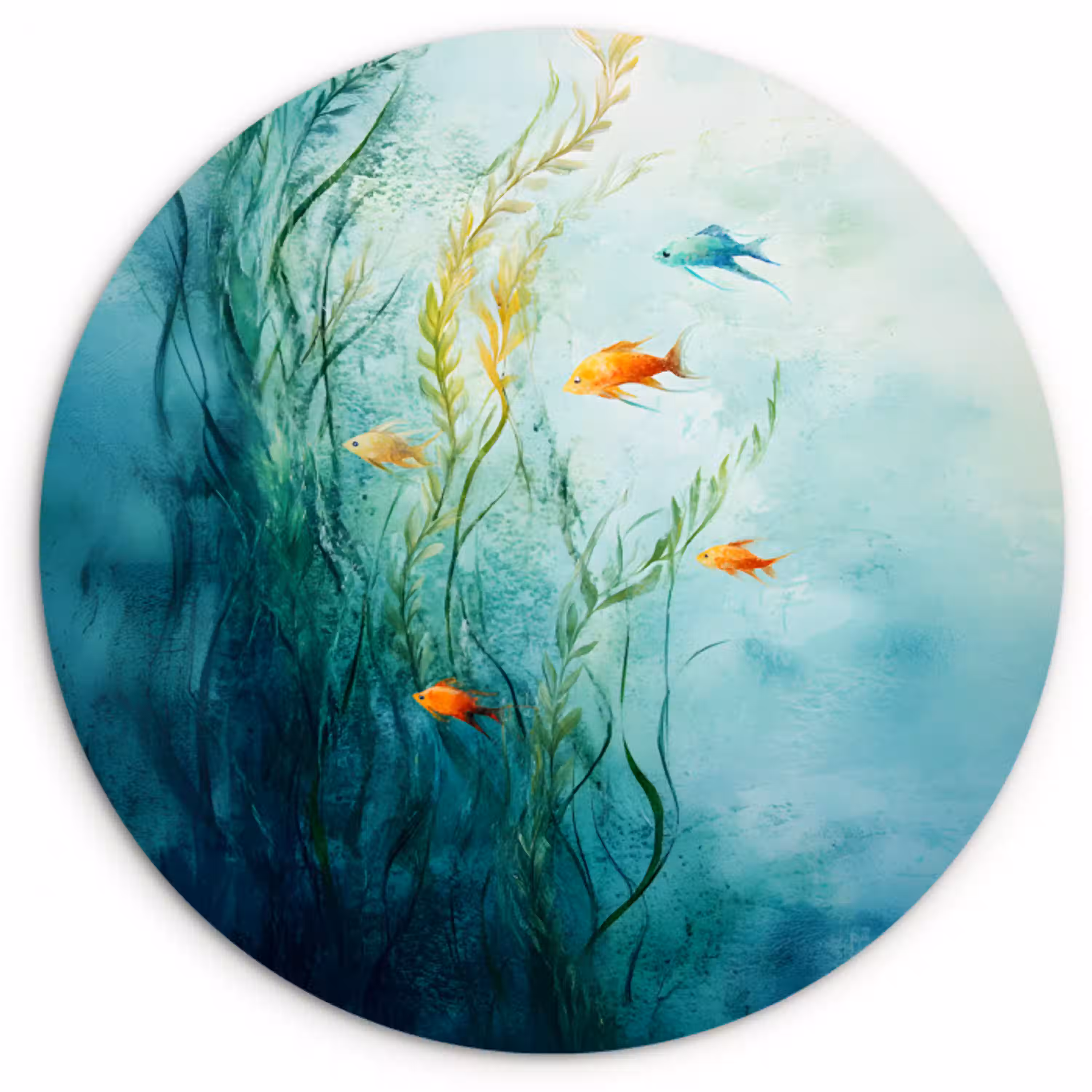 Waterplanten - Vissen - Kleurrijk - Water Wandcirkel kunststof plaat 5mm dik klein -3d