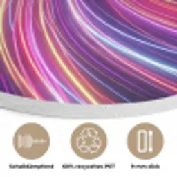 Abstract - Swirl - Futuristic - Neon Akoestische PET Vilt - Rond klein -closeup_DE