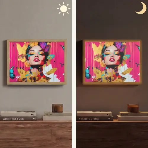 Vrouw - Abstract - Kleurrijk Light Box met batterij (Wandlamp) middel -sfeer3
