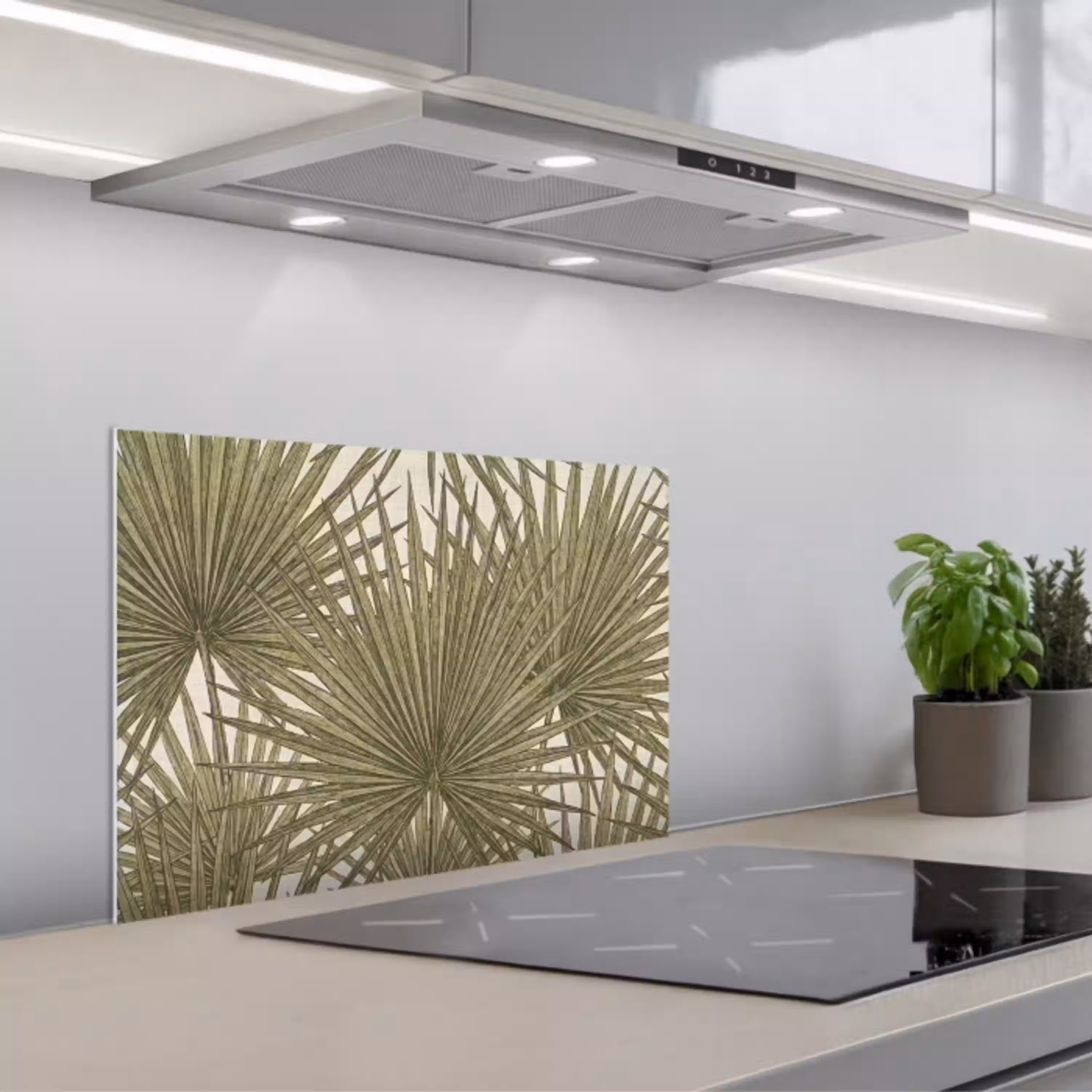 Blad - Tropisch - Patroon - Natuur - Groen keuken achterwand spatscherm klein -3d_schuin