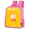Kip - Rolschaatsen - Geel Kinderrugzak - Roze middel -schuin