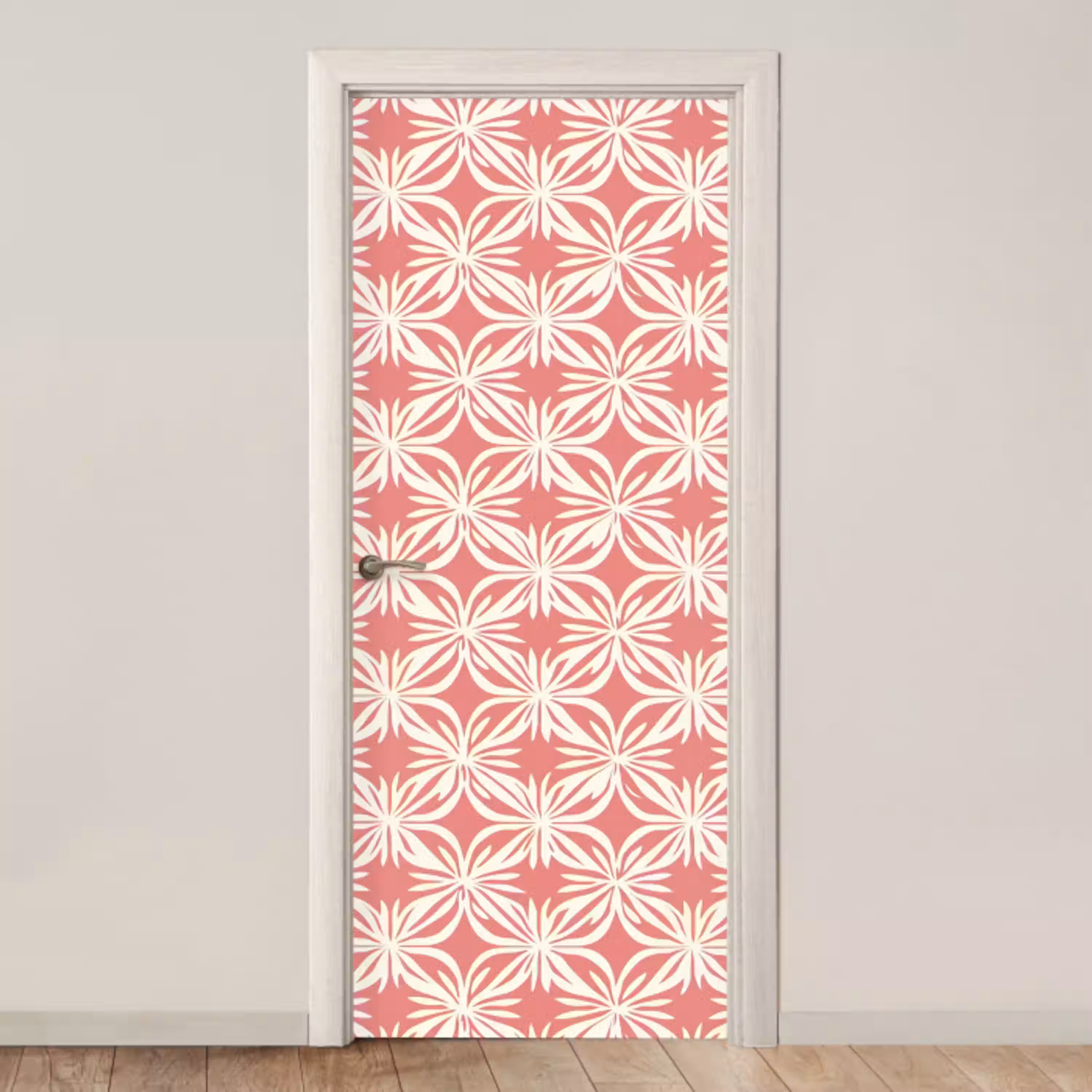 Roze - Bloemenmotief - Wit - Modern deurposter klein 289 -3d_beige