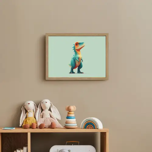 Cartoon - Dino - Oranje - Stekels Light Box met batterij (Wandlamp kind) middel -sfeer2_kind