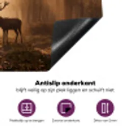 Hert - Bos - Mistig - Natuur - Goud Inductie beschermer vinyl 3mm klein -zzzzzzz-cc-onderkant