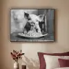 Varken - Schattig - Spaghetti - Zwart wit - Dier Textielframe zwart klein -sfeer1