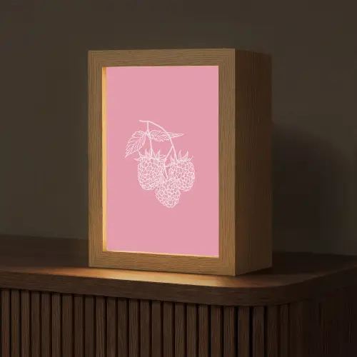 Frambozen - Steel - Getekend - Roze Light Box met kabel (Tafellamp) klein -z3d_website