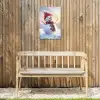 Sneeuwpop - Zonsondergang - Wit Tuinposter op houten frame 2 cm dik klein -sfeer4
