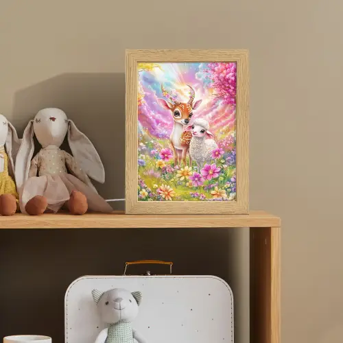 Hertje - Lammetje - Bloemen - Pastel Light Box met kabel klein -sfeer2_kind