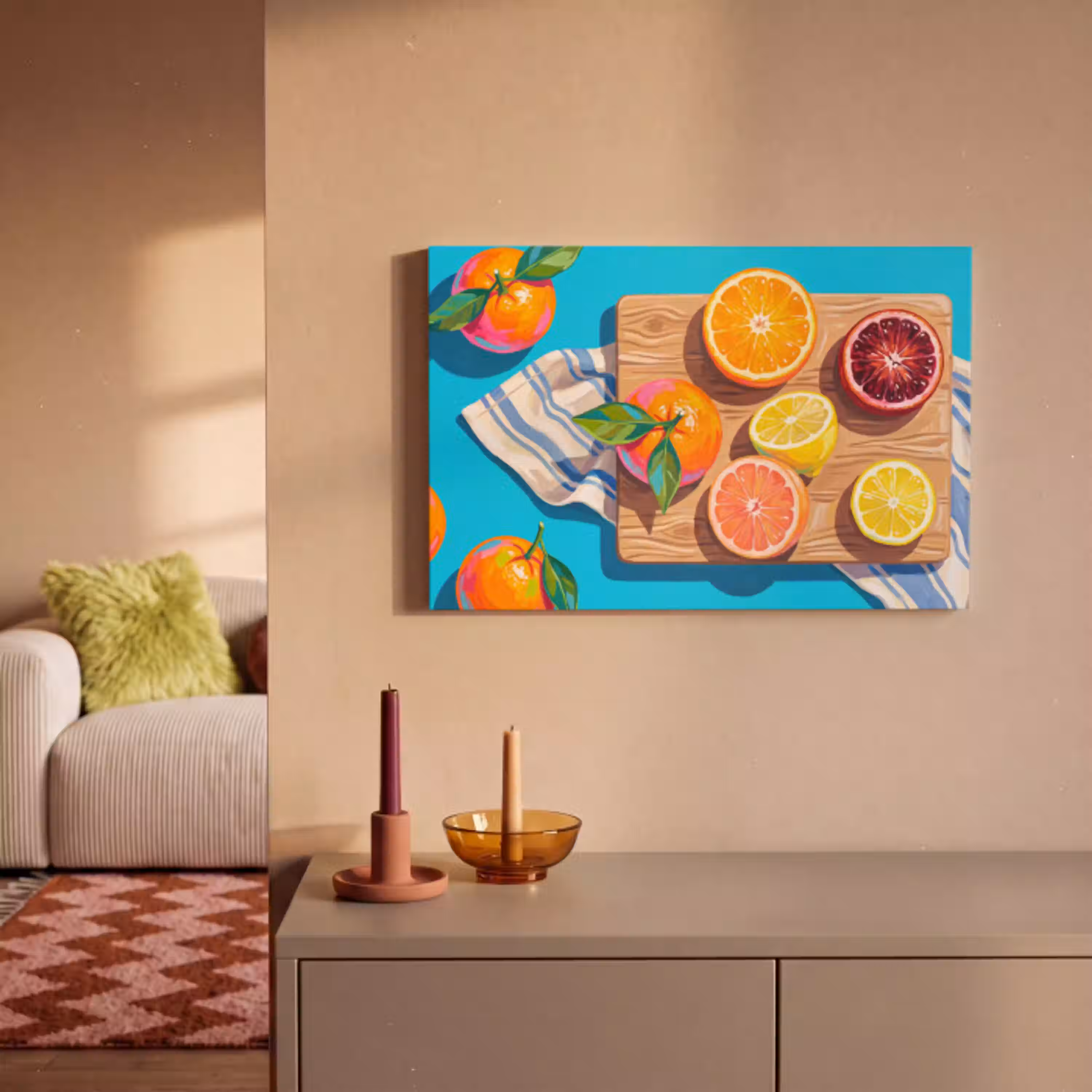Fruit - Snijplank - Blauw canvas 2cm klein -sfeer1