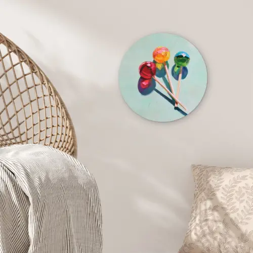 Lollys - Schaduw - Drie - Blauw Wandcirkel kunststof plaat 5mm dik klein -sfeer5