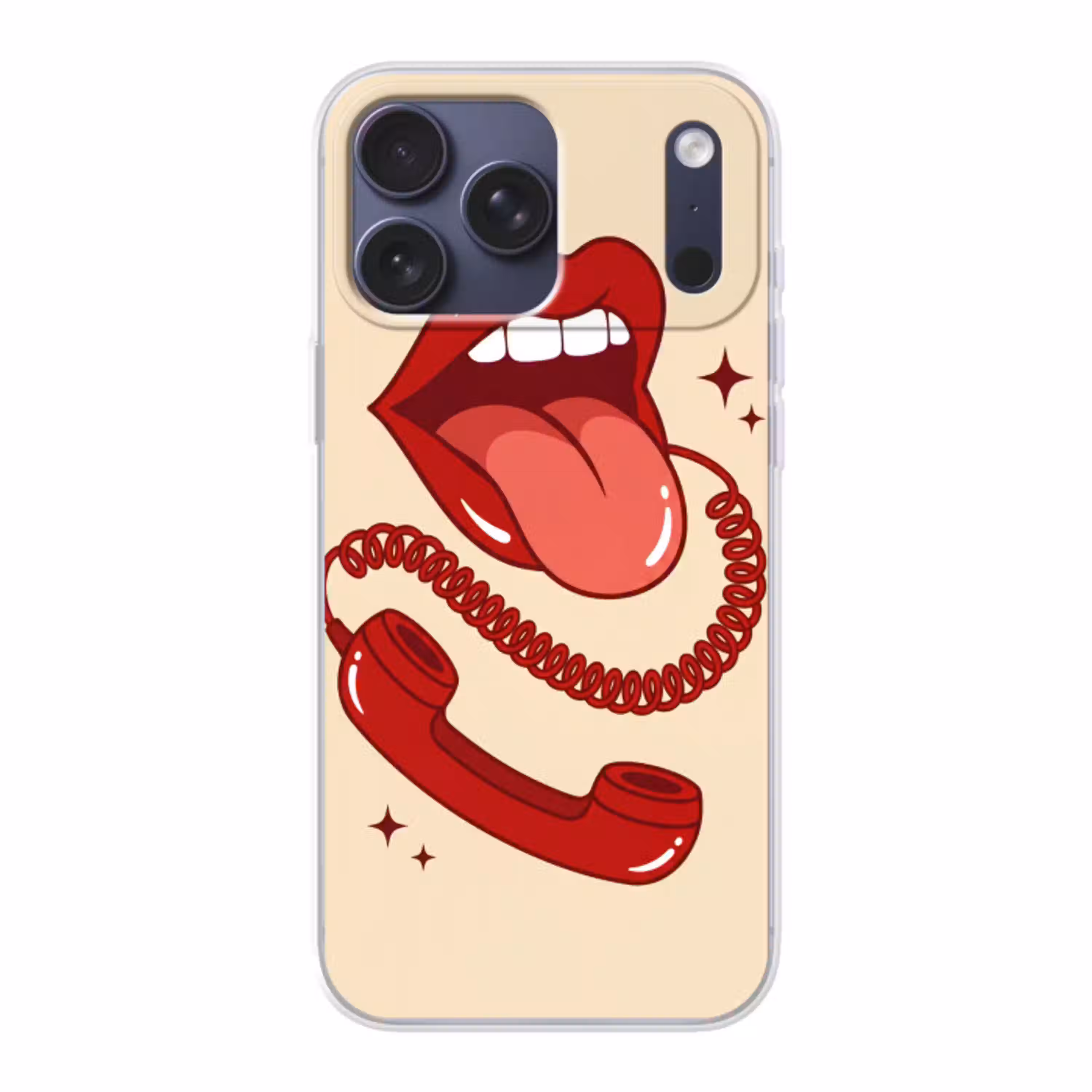 Mond - Telefoon - Popart - Rood - Illustratie Telefoonhoesje iPhone 17 Pro Max klein -3d