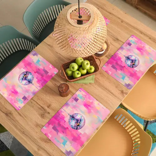 Discobal - Pink - Verf Placemat vinyl groot -zzsfeer5_Kitchenyeah-website