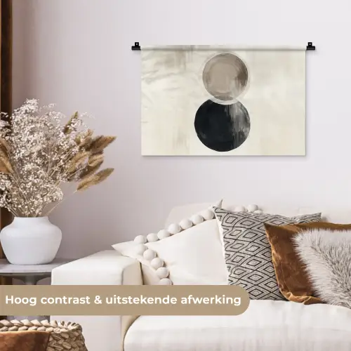 Cirkels - Vorm - Beige - Abstract Wandkleed katoen klein -sfeer1