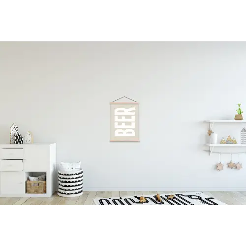 Beer - Japandi - Beige - Decoratie textielposter latten blank klein -kinderkamer