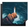 Vuurtoren - Rots - Zee - Golven Inductie beschermer vinyl 3mm middel -3d