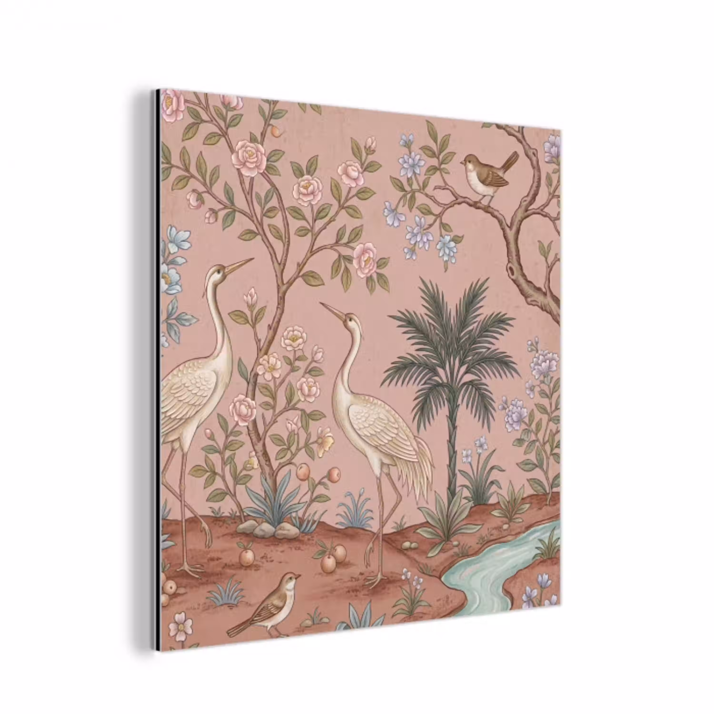 Nostalgisch - Reigers - Roze aluminium wit klein -3d