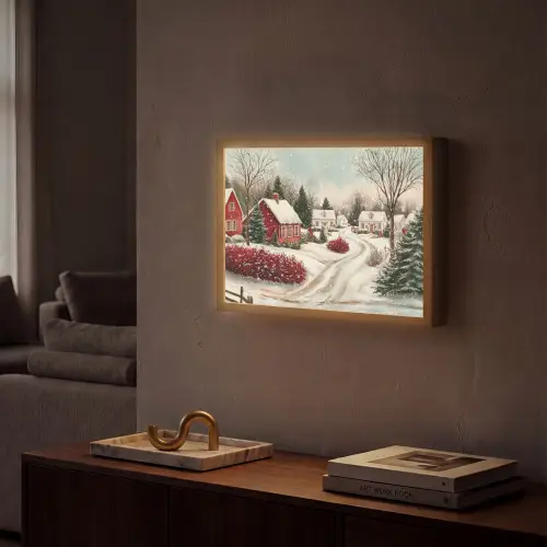 Kerstsfeer - Landelijk - Rood Light Box met batterij (Wandlamp) middel -sfeer1