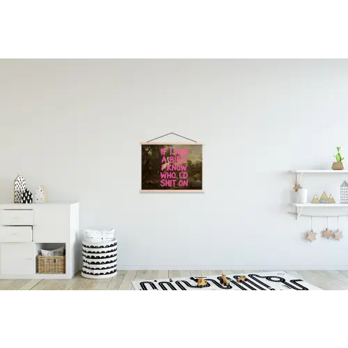 Klassiek - Humor - Roze textielposter latten blank klein -kinderkamer