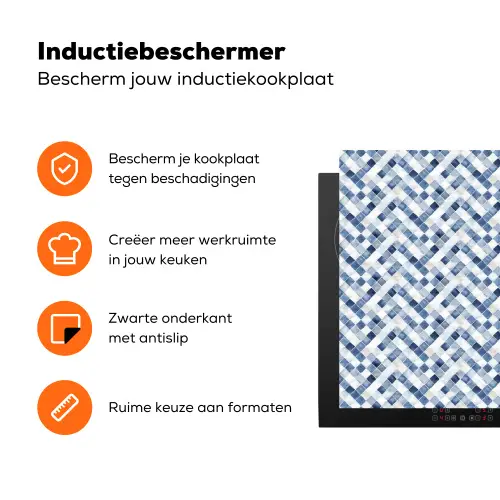 Chic -  Diamant - Blauw - Wit Inductie beschermer vinyl 3mm klein 276 -zzzzzzz-td-ups