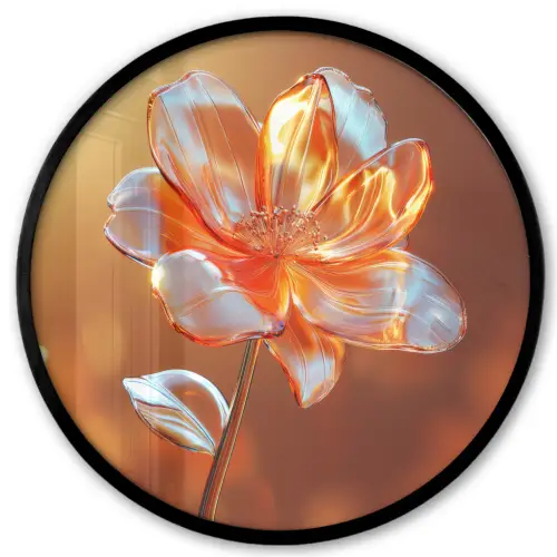 Glazen - Bloem - Zonlicht Fotolijst rond zonder passe partout klein -3d