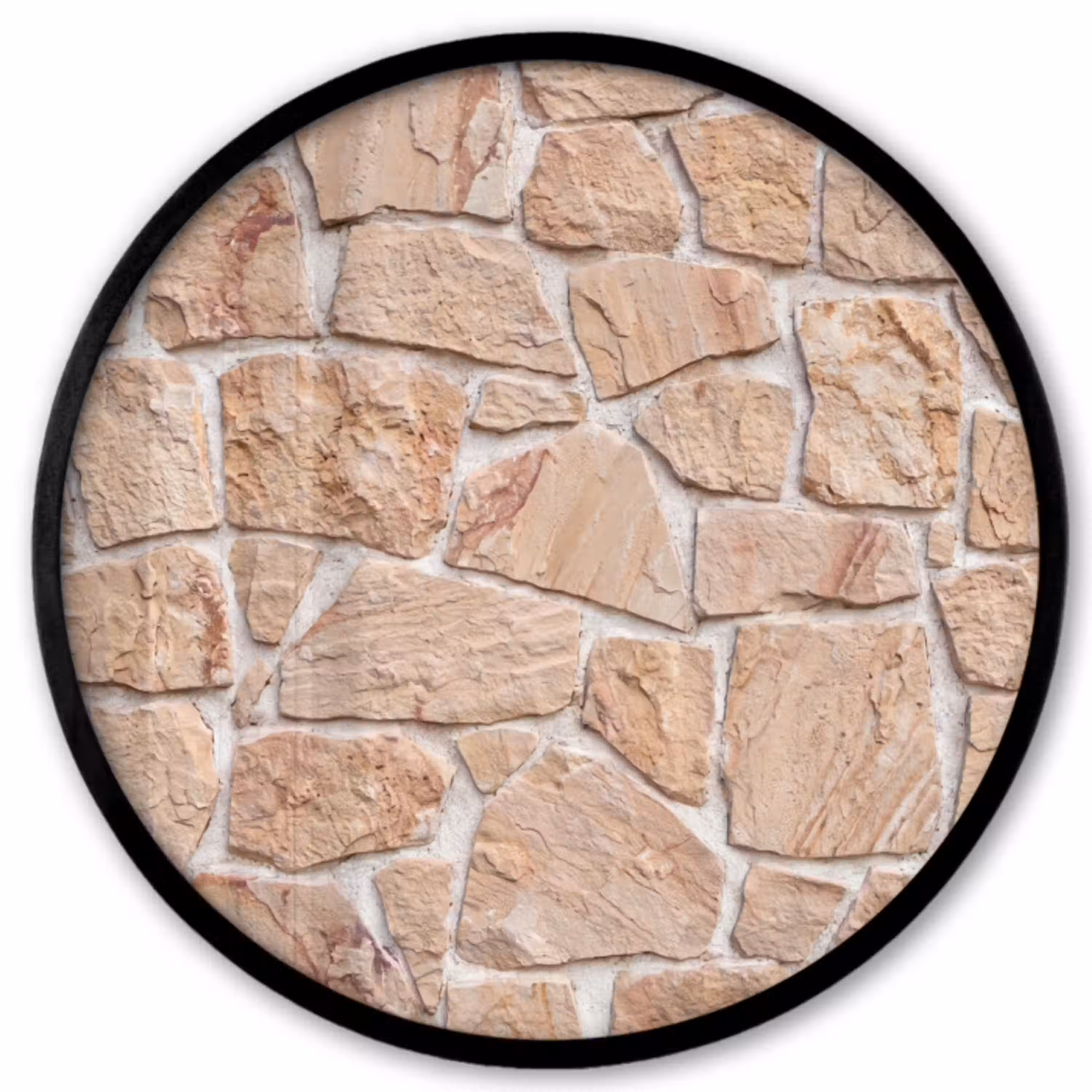Muur - Steen - Patroon - Rustiek - Beige Fotolijst rond zonder passe partout klein -3d