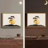 Zwarte boom - Gouden cirkel - Heuvel Light Box met batterij (Wandlamp) middel -sfeer3
