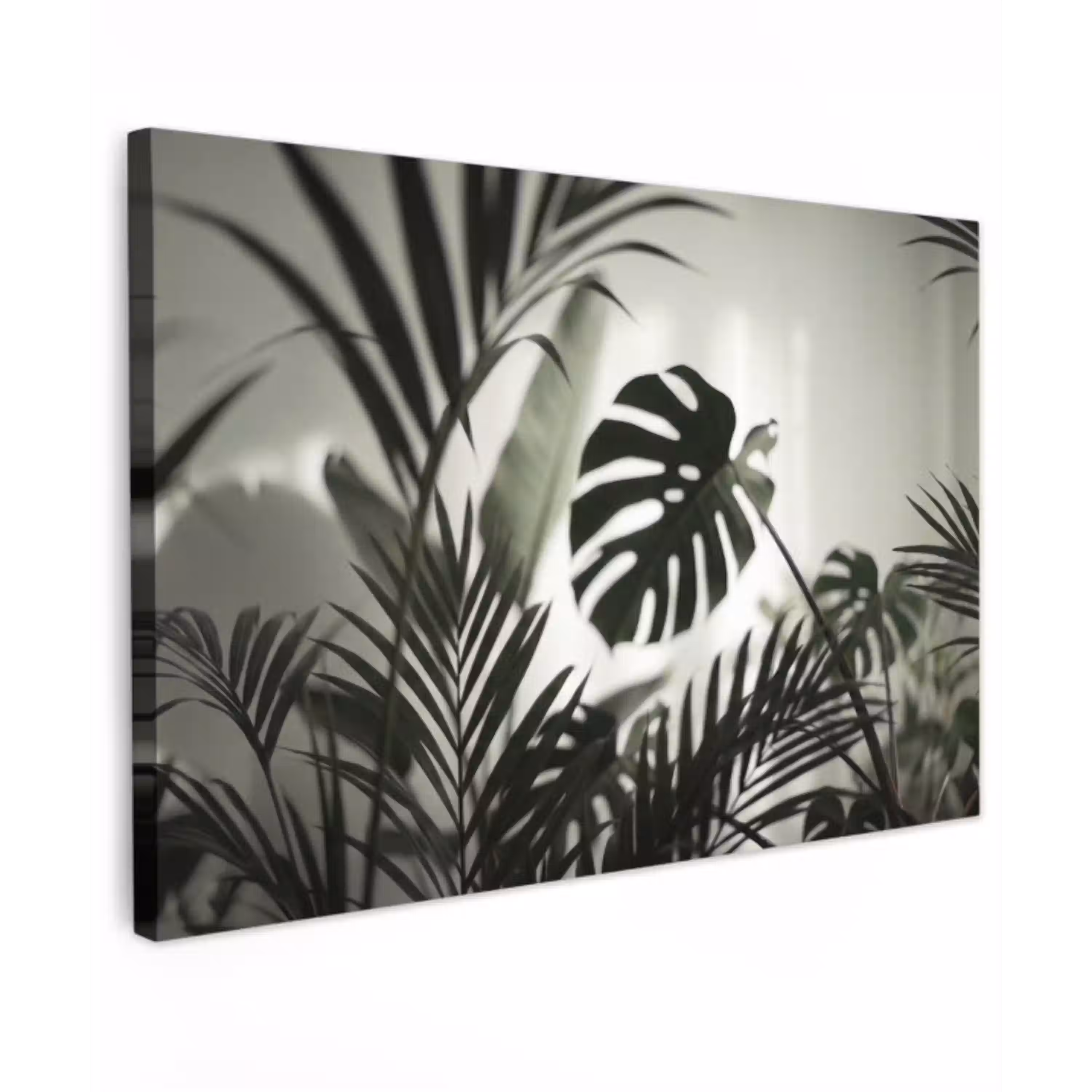 Planten - Bladeren - Natuur - Minimalistisch - Groen Tuinposter op houten frame 2 cm dik klein -3d