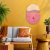 Bloemenweide - Heuvels - Silhouet - Roze Wandcirkel Ovaal Forex klein -sfeer4