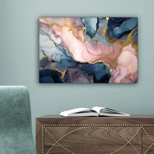 Marmer - Roze - Blauw canvas 2cm klein -sfeer4