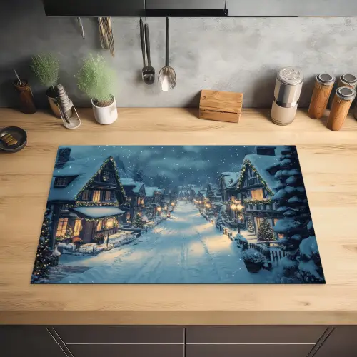 Kerstdorp - Kerst - Sneeuw - Winter Inductie beschermer vinyl 3mm klein -sfeer5