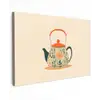 Oranje - Theepot - Bloemen - Bladeren Tuinposter op houten frame 2 cm dik klein -3d