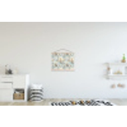 Botanisch - Zangvogel - Blauw textielposter latten blank klein 122 -kinderkamer