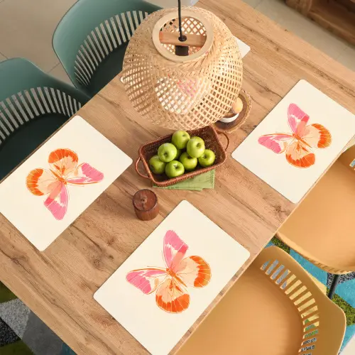 Oranje - Vlinder - Minimalistisch Placemat vinyl groot -zzsfeer5_Kitchenyeah-website